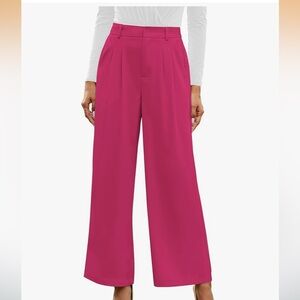 Women's Hot Pink Wide-Leg High-Waist Pants